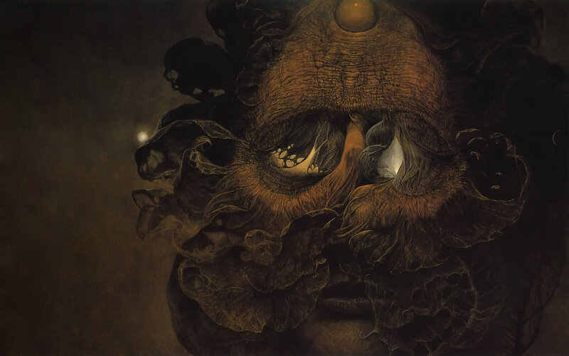 Abstract Face with Glowing Eyes — Brown