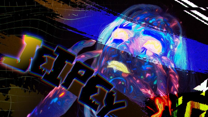 Abstract Face with Glowing Text