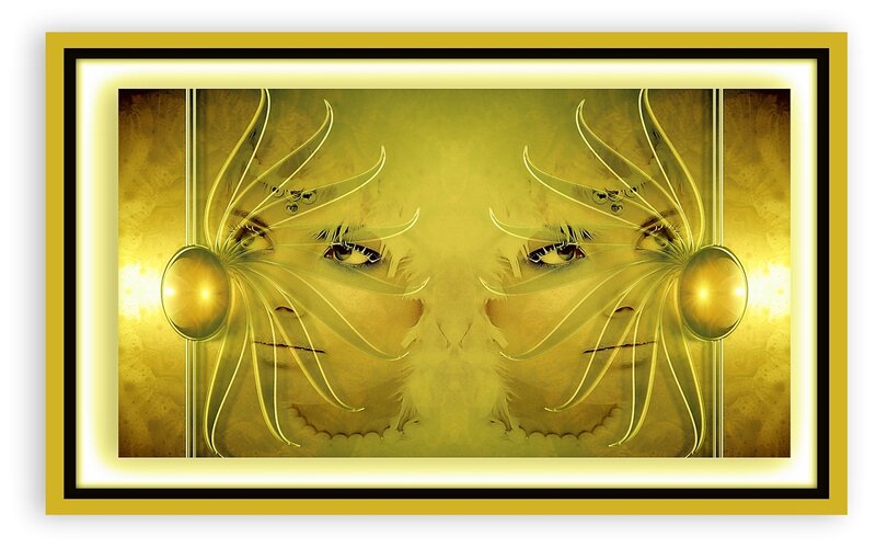 Abstract Face with Golden Wings