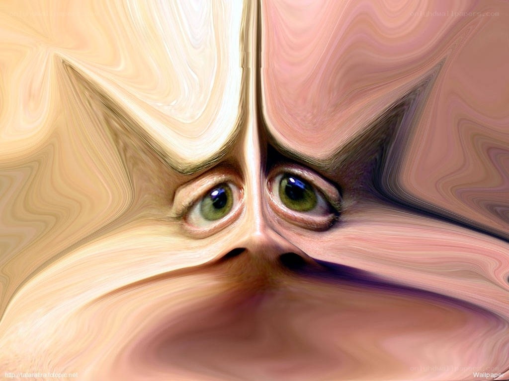 abstract face with green eyes