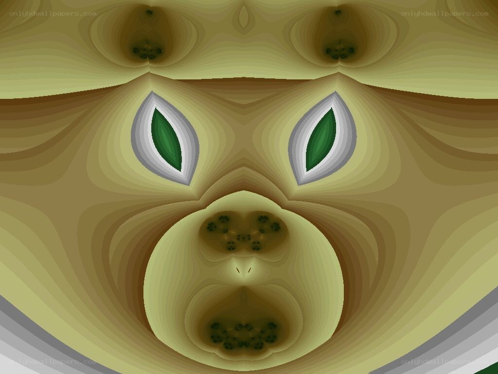 abstract face with green eyes