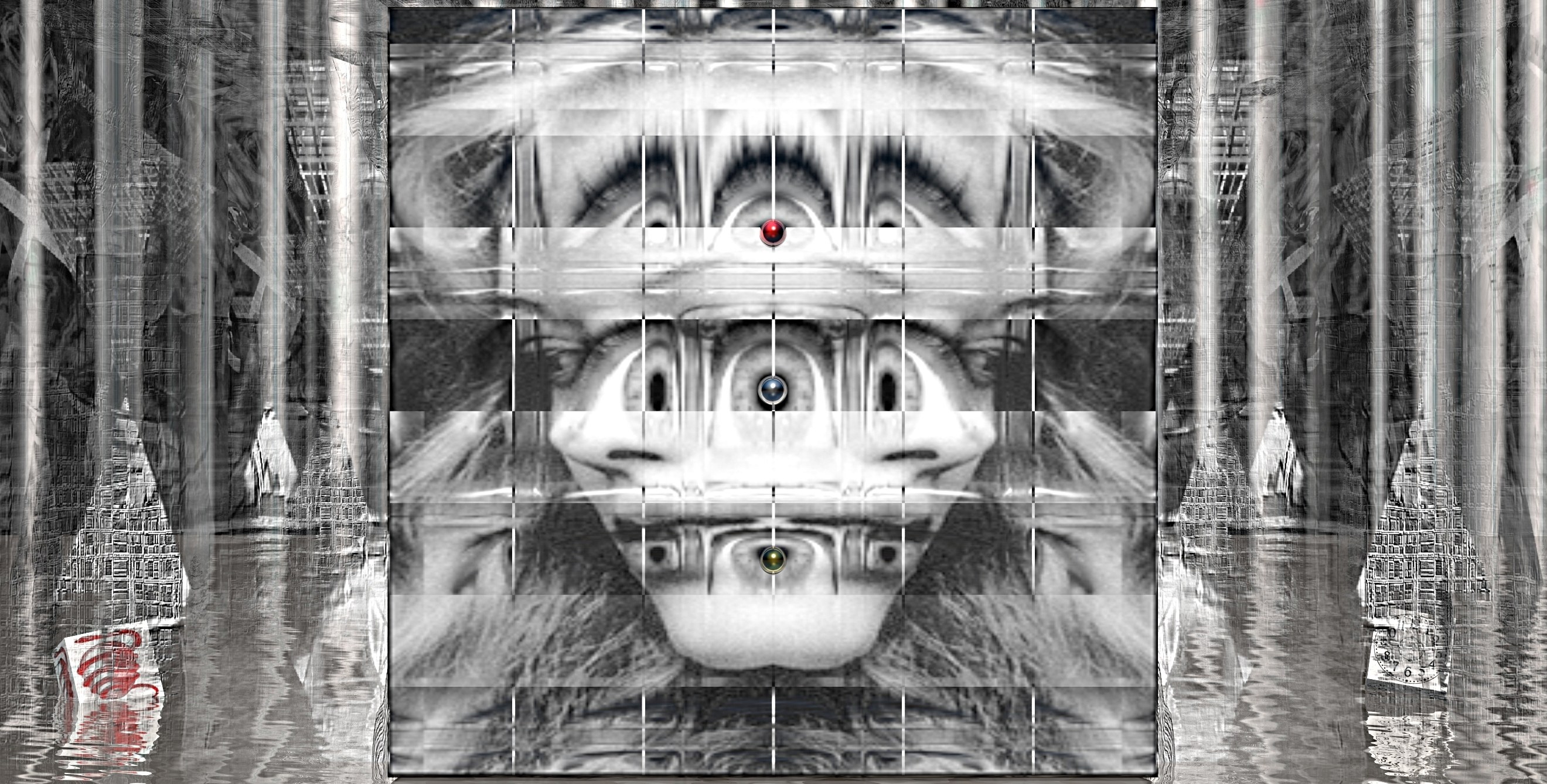abstract face with grid overlay