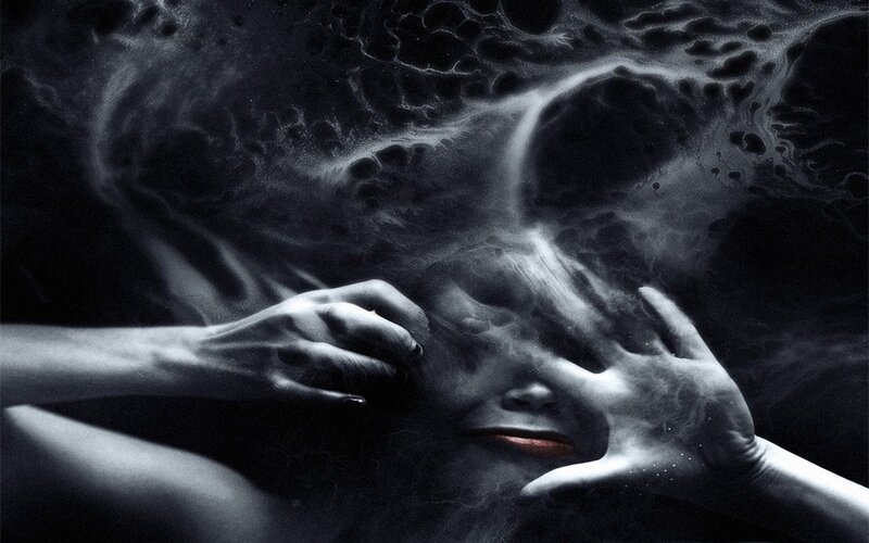 abstract face with hands