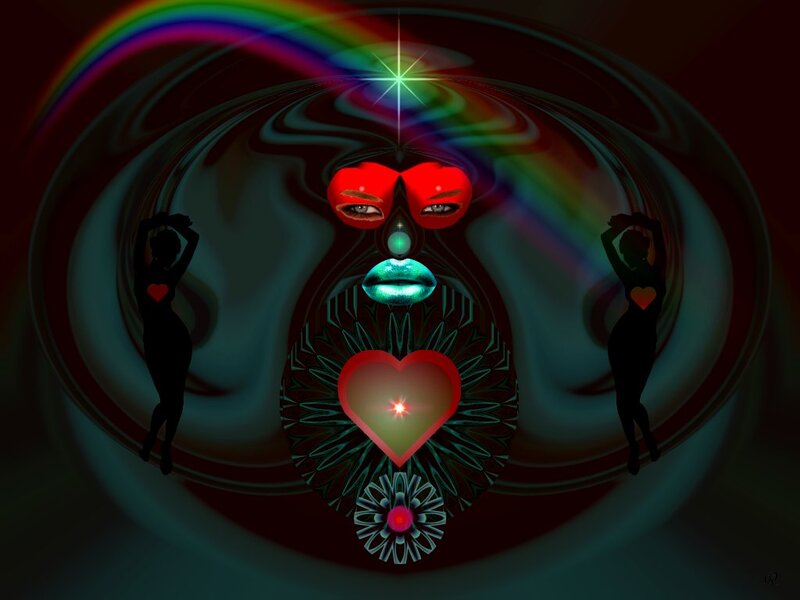 Abstract Face with Heart — Red