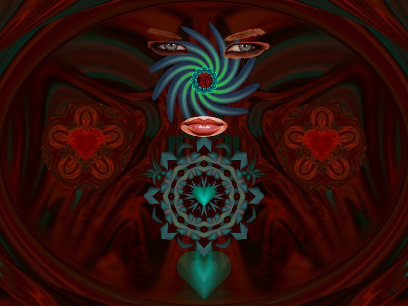 Abstract Face with Heart Symbols