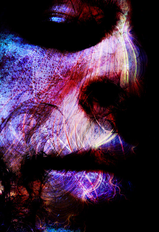 Abstract face with light trails