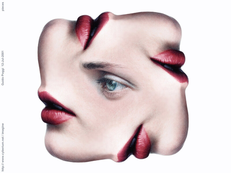 abstract face with multiple lips