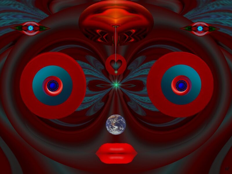 Abstract Face with Planet