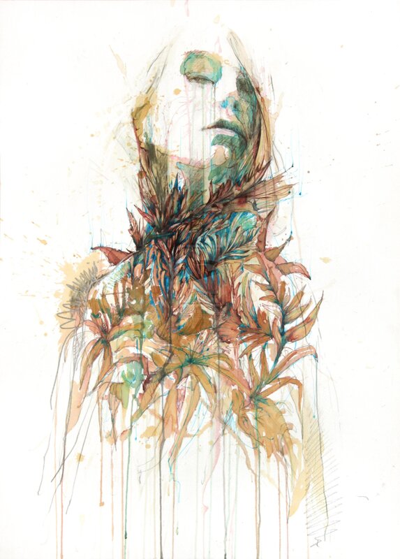 Abstract Face with Plants