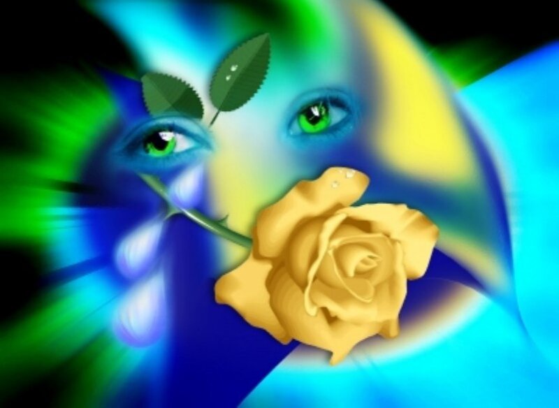 abstract face with rose