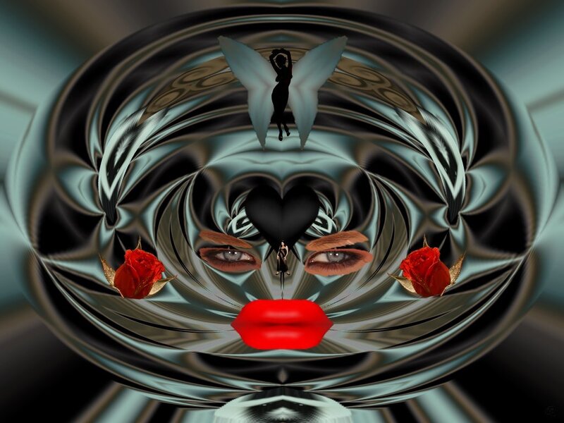 Abstract Face with Roses