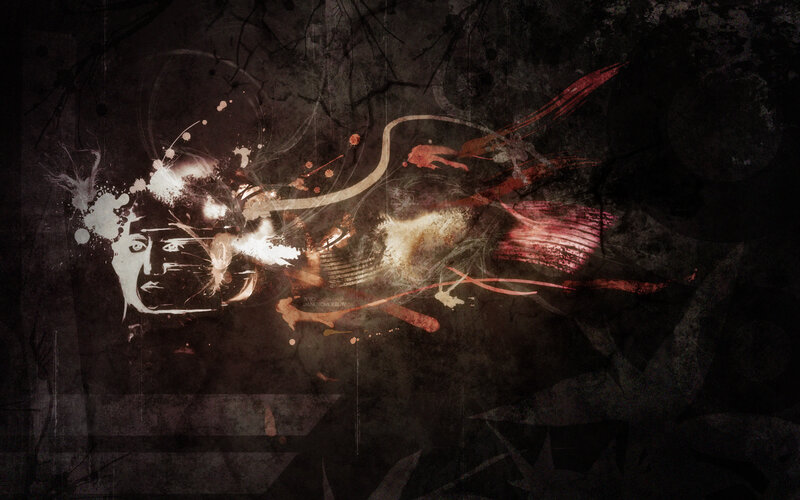 Abstract Face with Splatters — Black