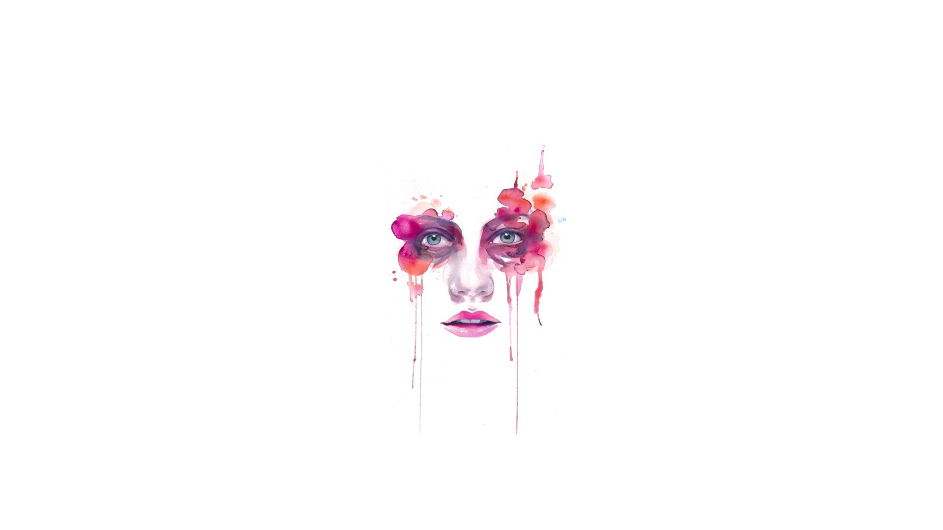 abstract face with watercolor paint