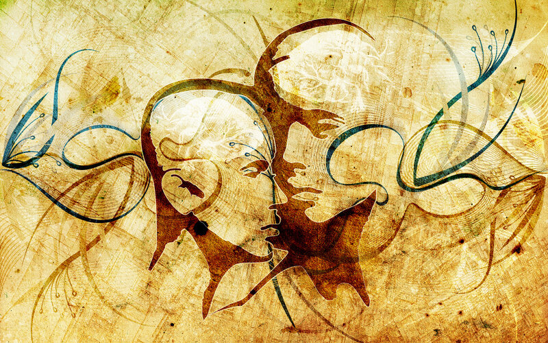 abstract faces and flowing lines