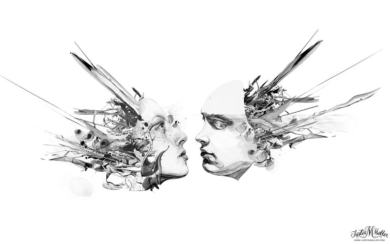 abstract faces in motion