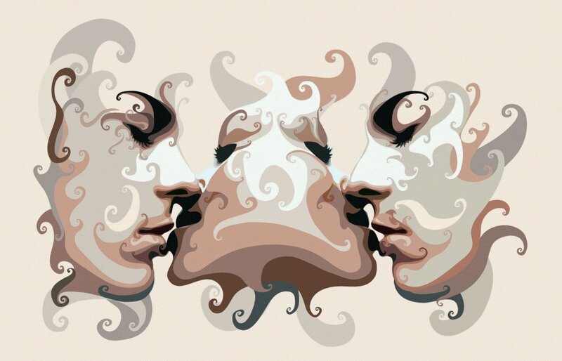 abstract faces in motion