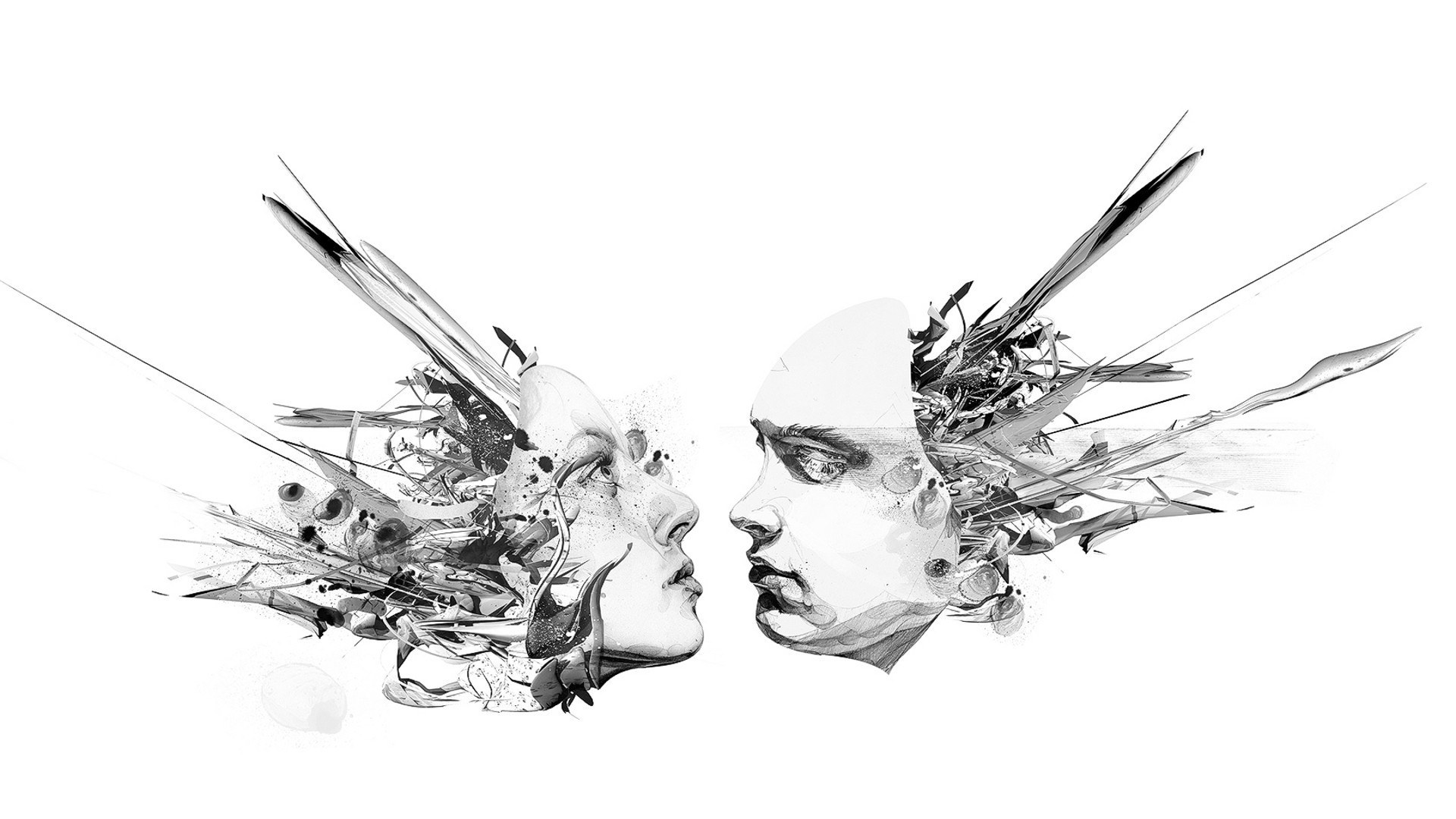 abstract faces in profile