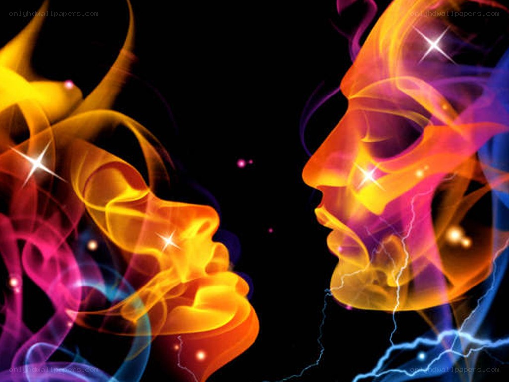 abstract faces in vibrant colors