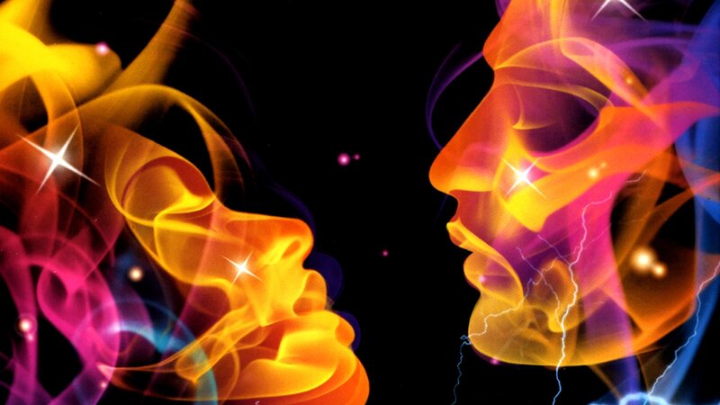 abstract faces in vibrant light