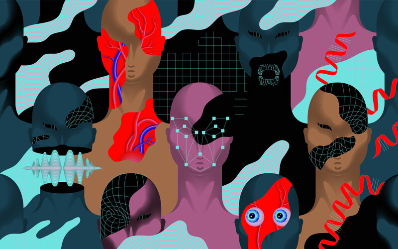 Abstract Faces with Digital Elements