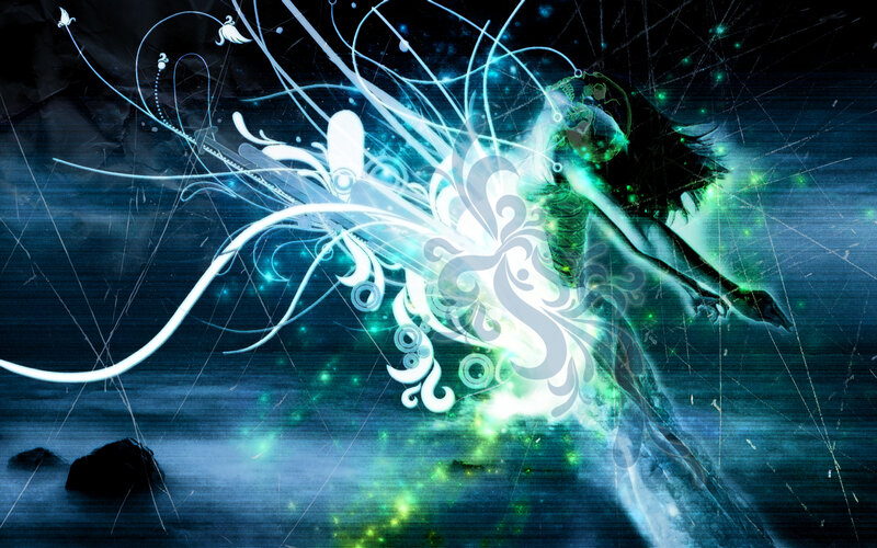 abstract fantasy figure with glowing lines