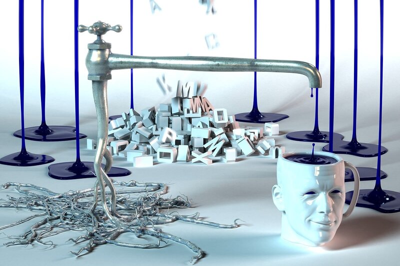 abstract faucet and mug art