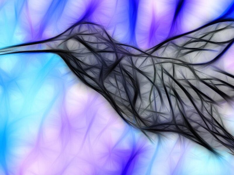 Abstract feather in blue and purple