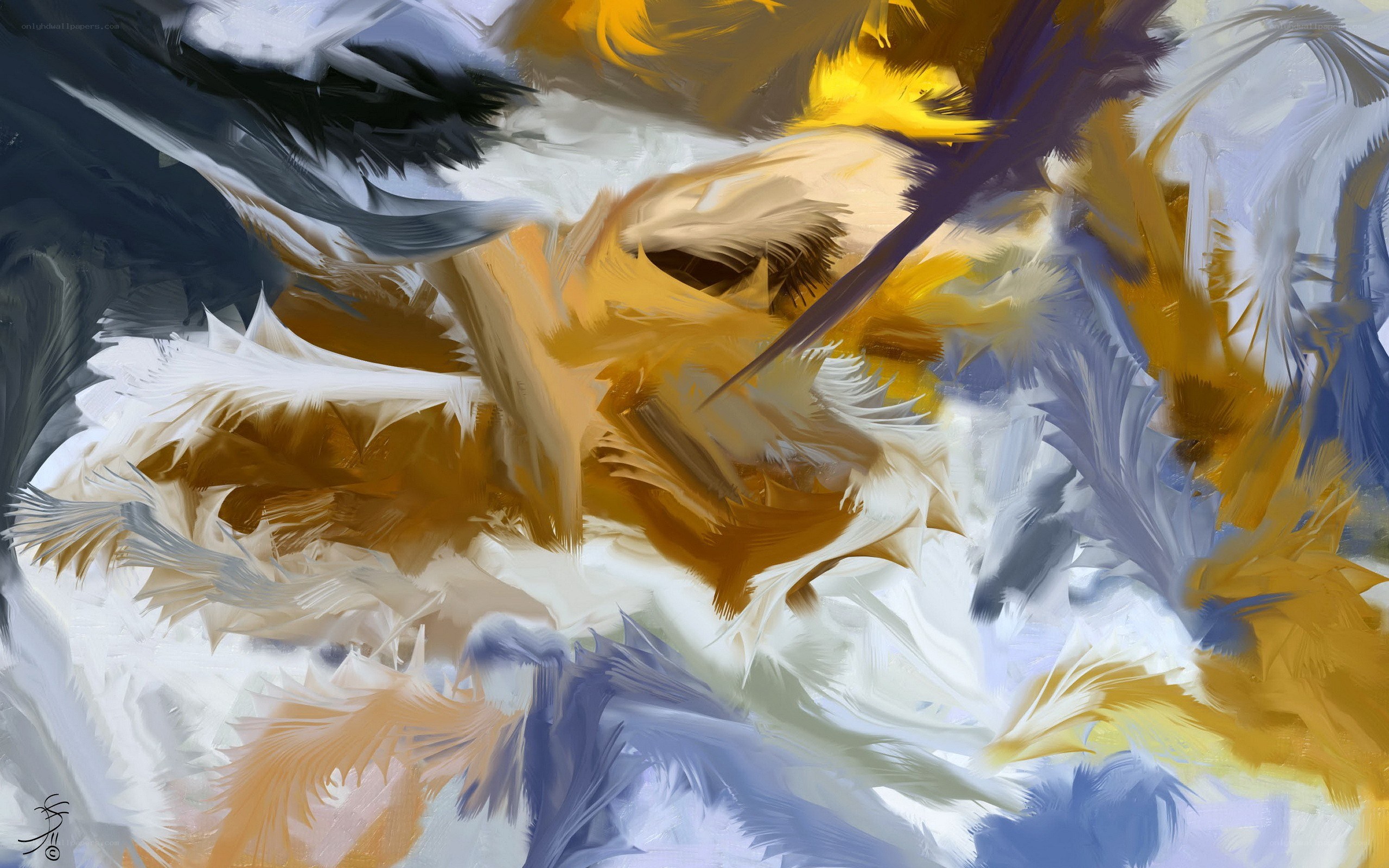 abstract feather-like forms