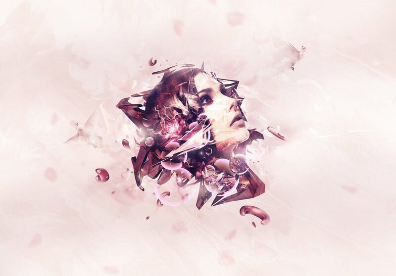 abstract female face explosion