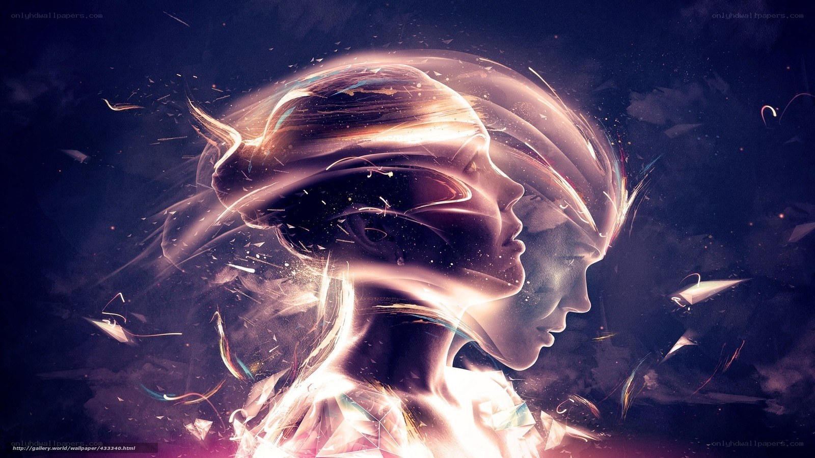 Abstract female profile with light effects