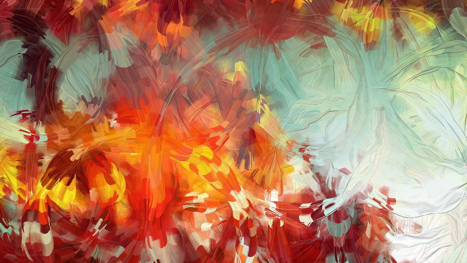 Abstract fiery brushstrokes