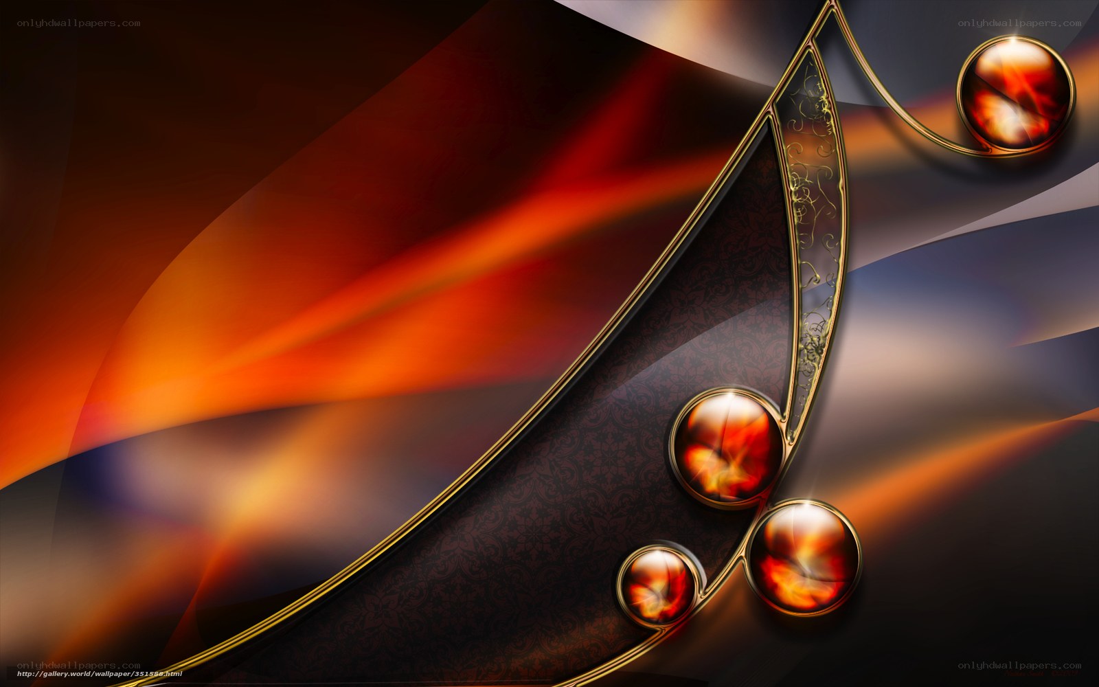 Abstract fiery design with gems