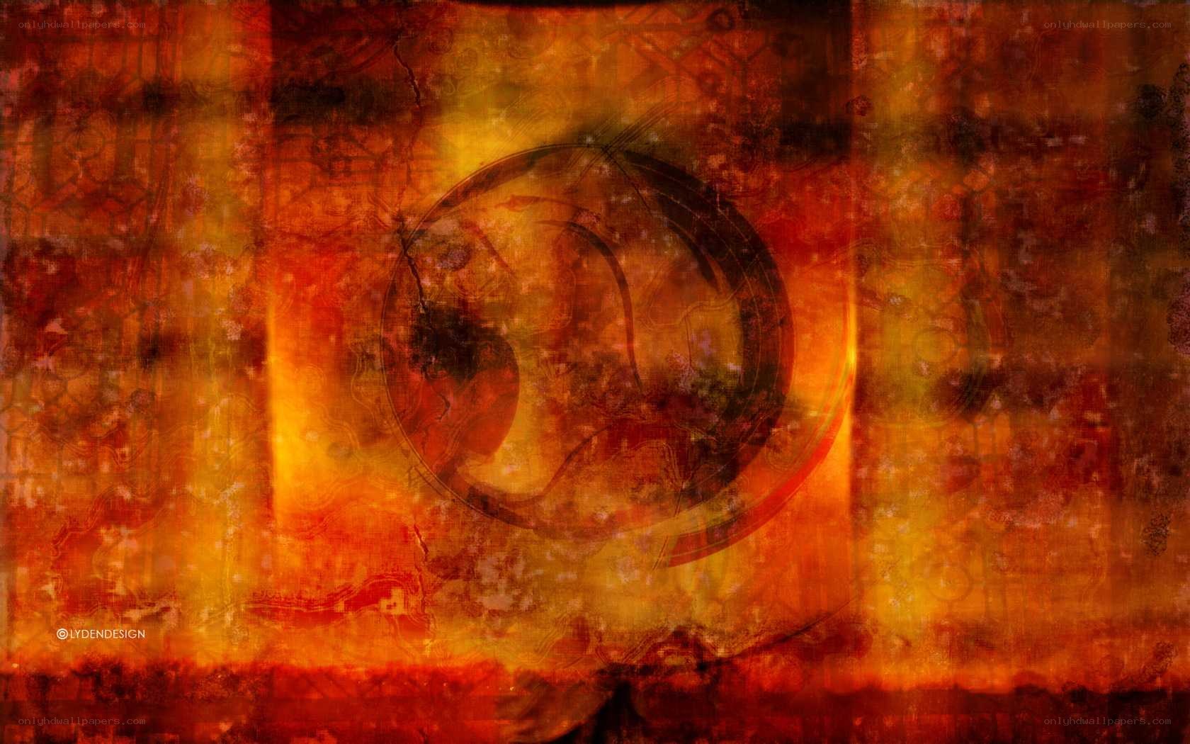 abstract fiery design with symbol