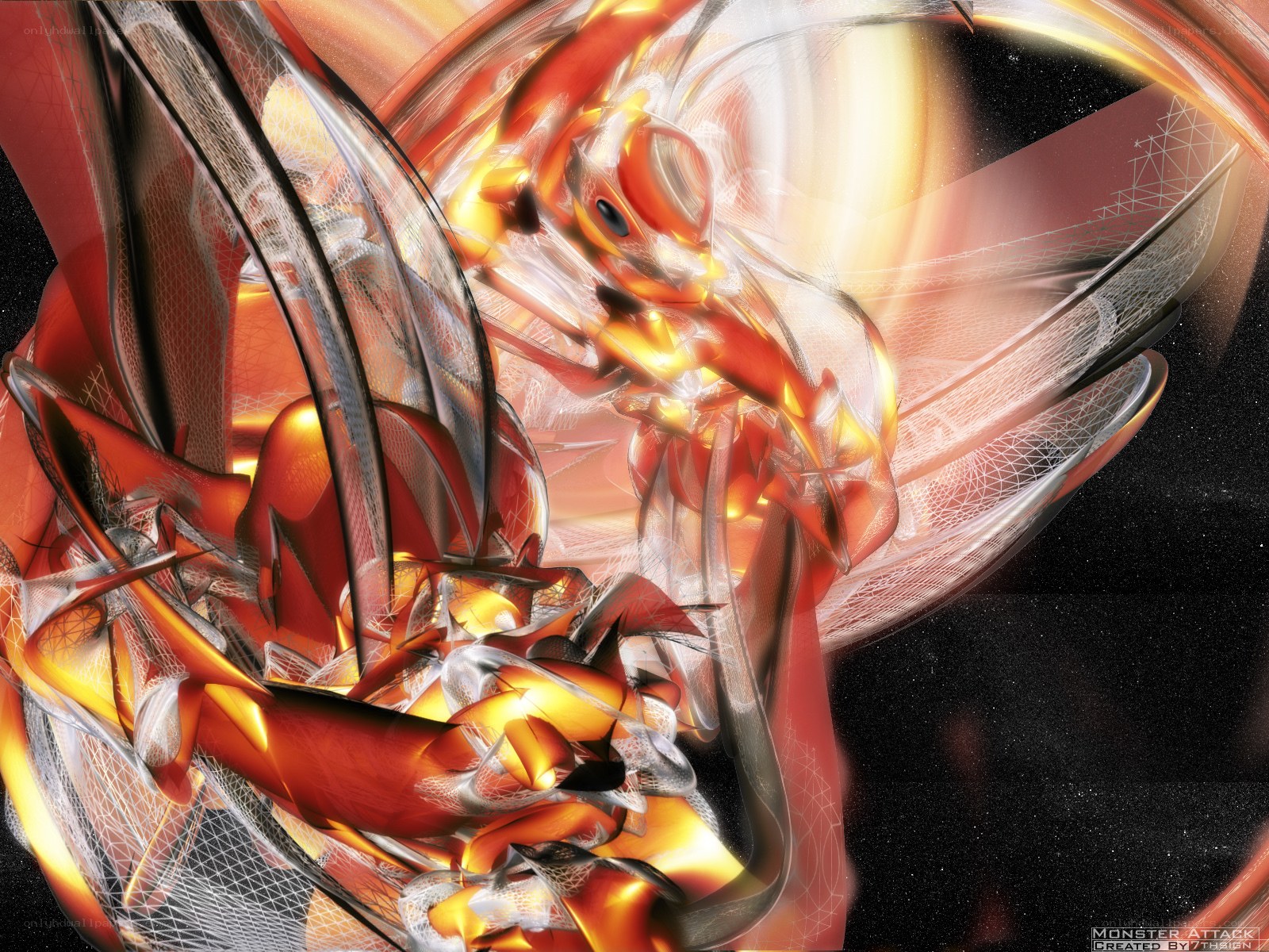 Abstract fiery dragon artwork