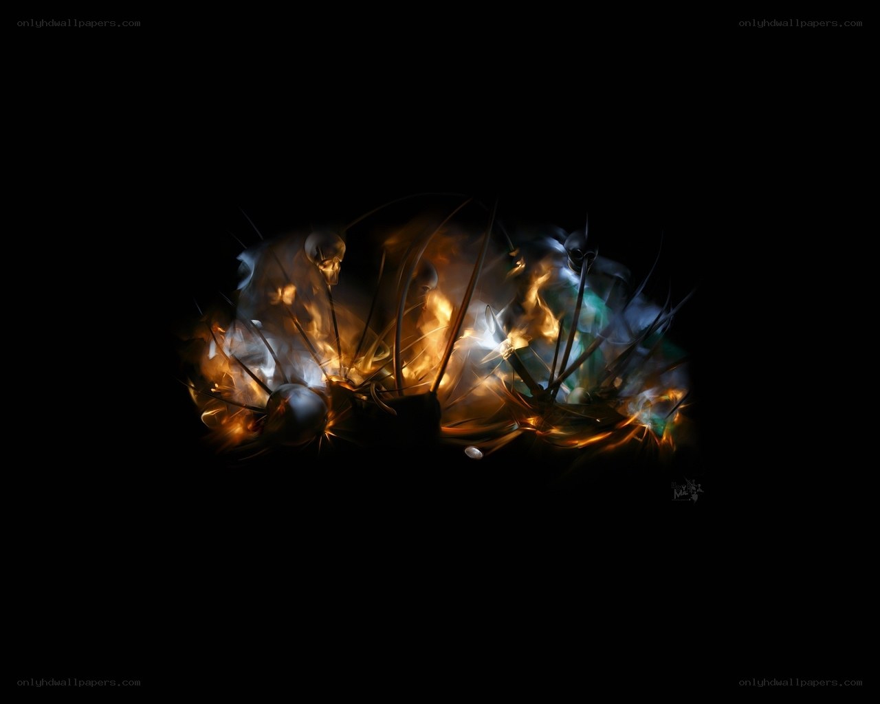 Abstract fiery explosion