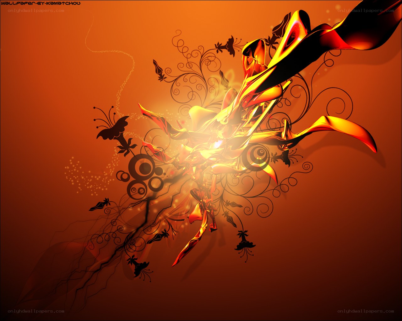 Abstract fiery floral design