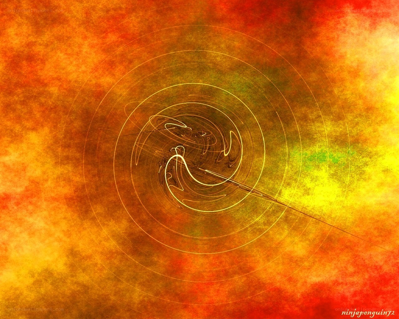 Abstract fiery spiral artwork
