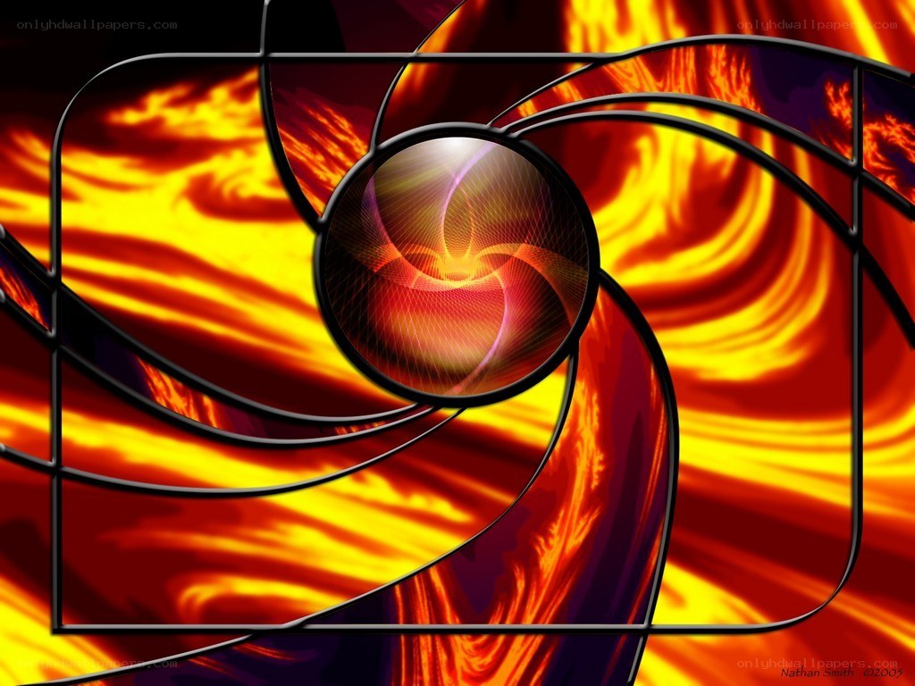 Abstract fiery spiral design