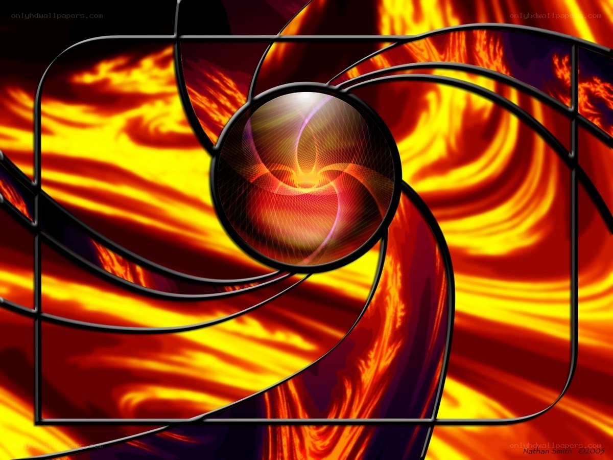 Abstract fiery spiral design