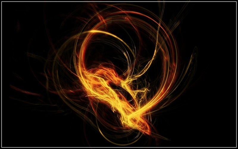 Abstract fiery swirls on black