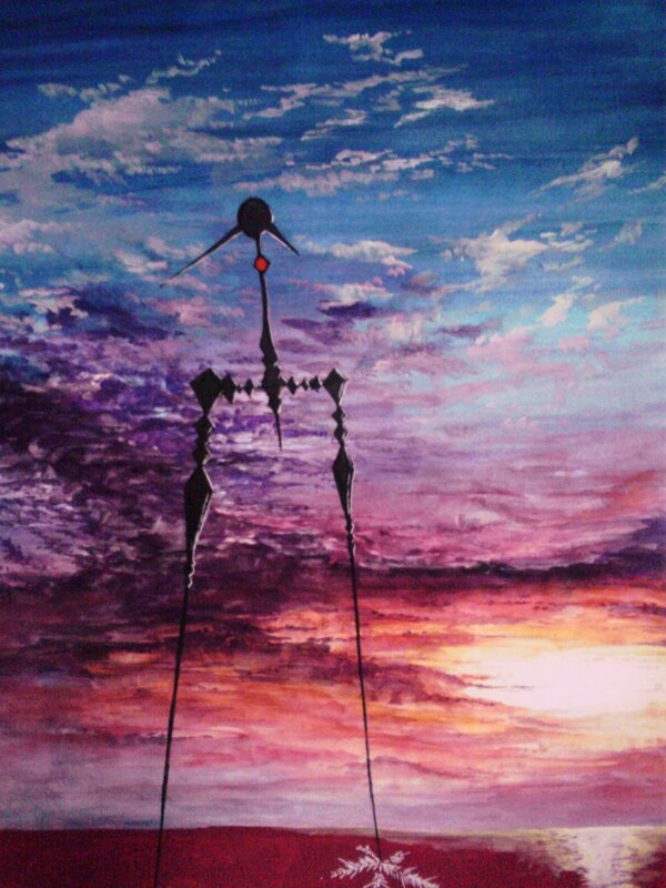 Abstract figure at sunset