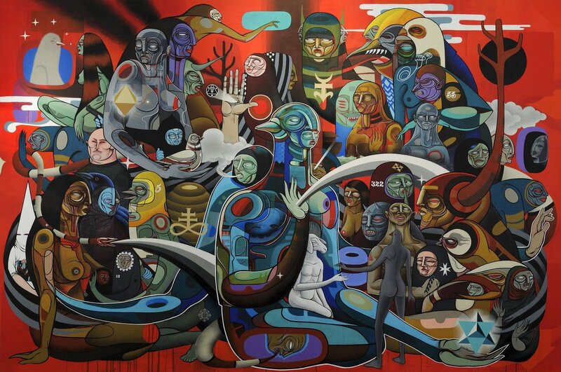Abstract figure collage artwork