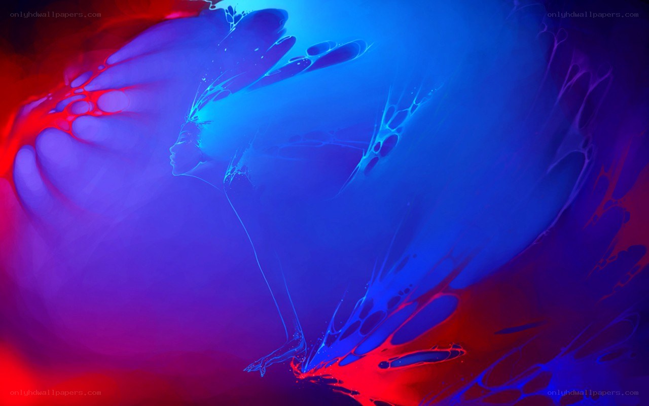 abstract figure in blue and red