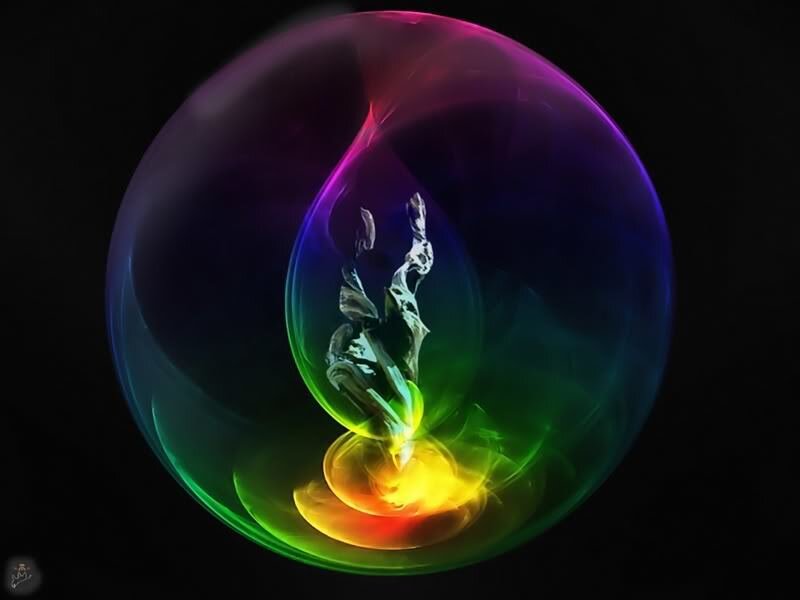 Abstract Figure in Bubble — Green