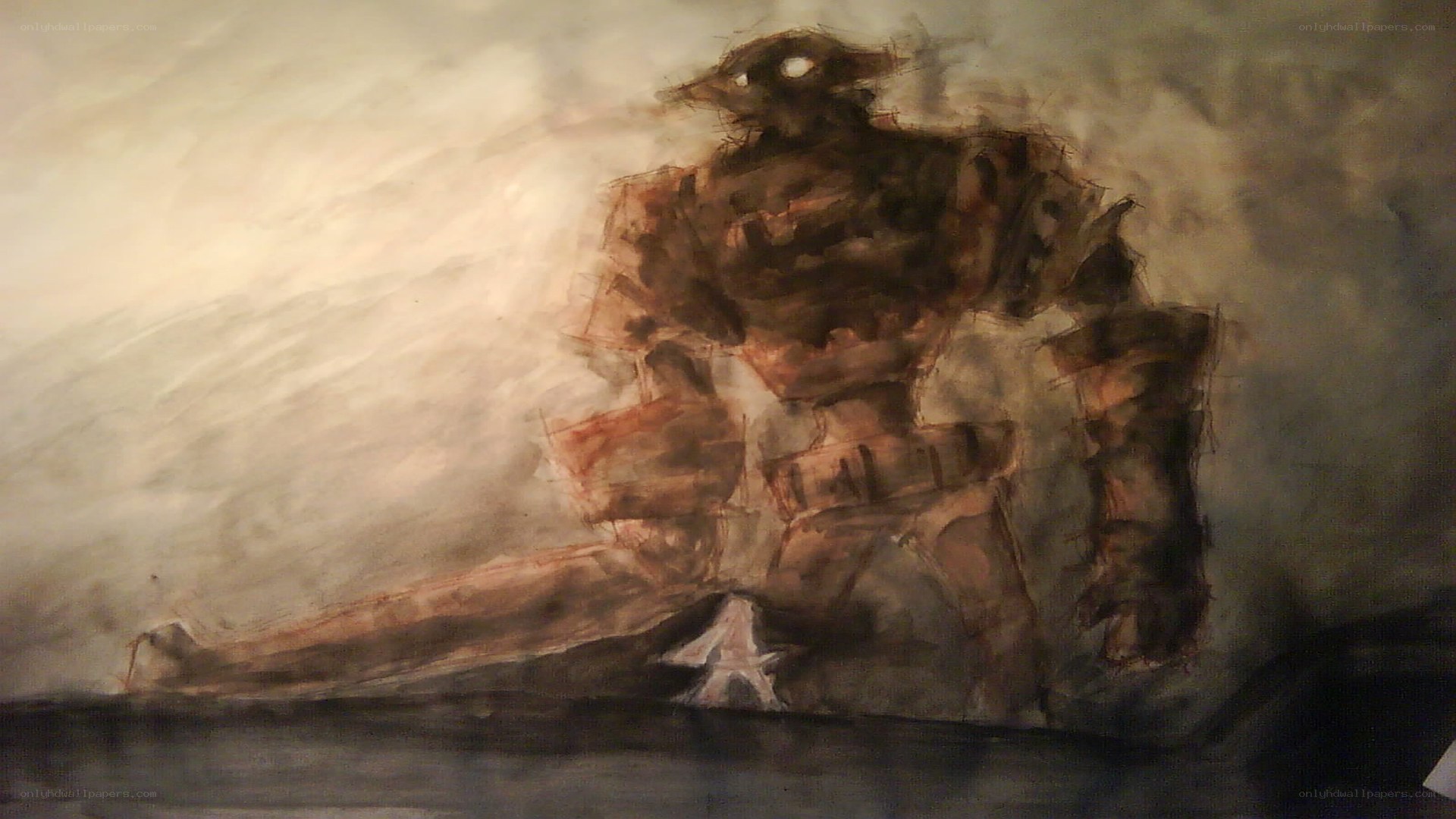abstract figure in dark tones