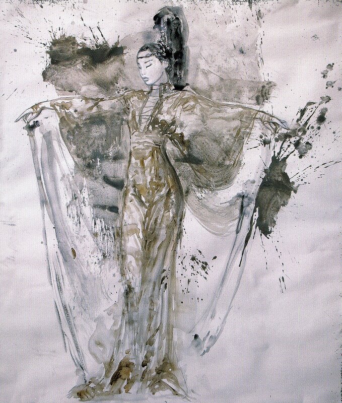 abstract figure in flowing garment