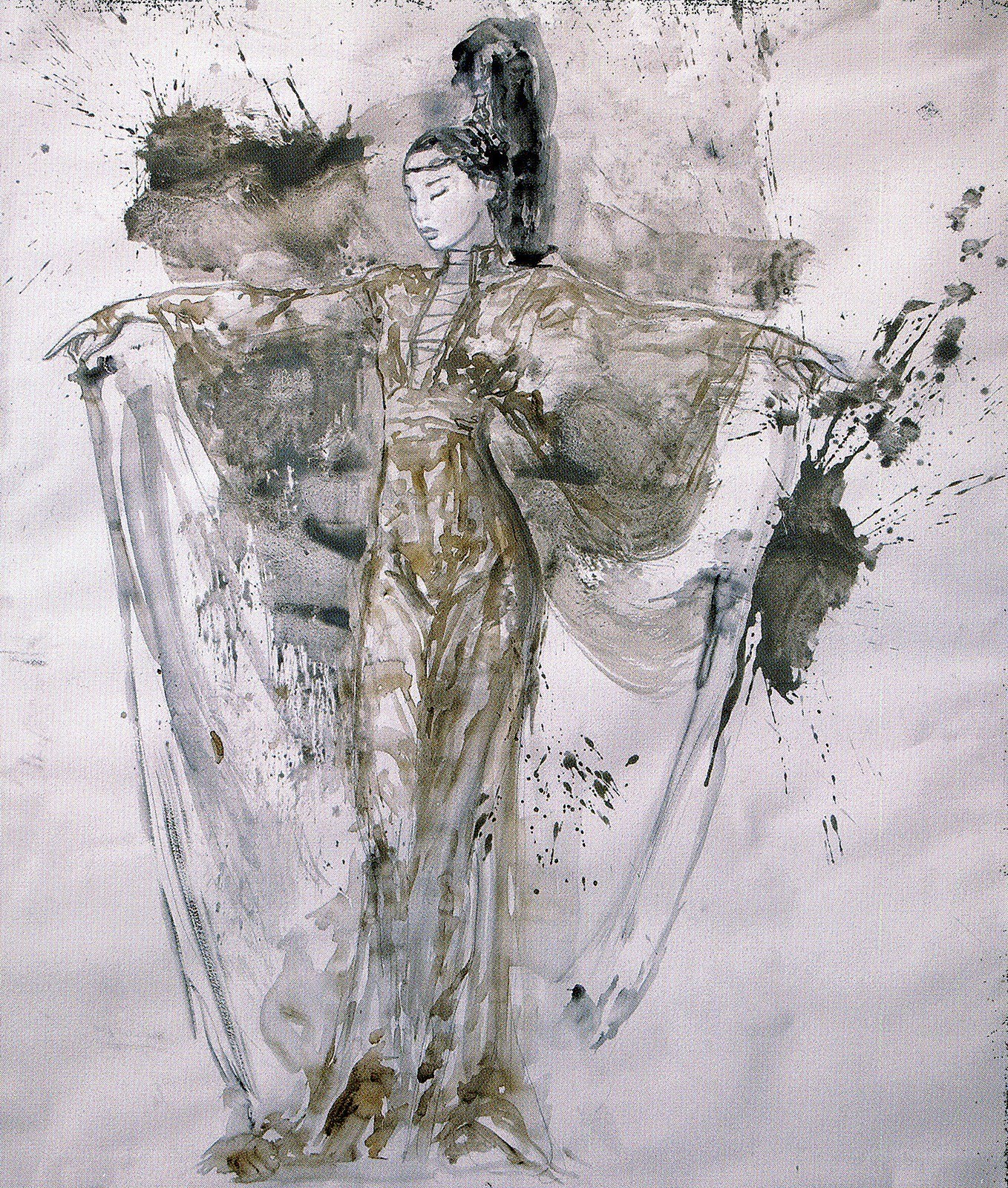 abstract figure in flowing garment