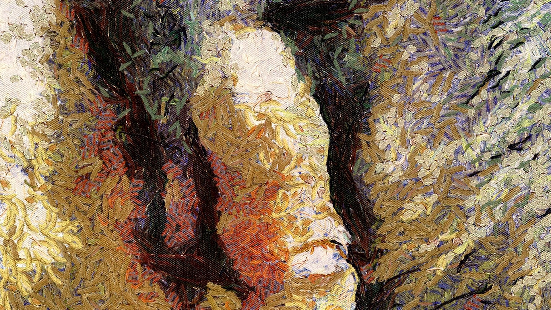 Abstract figure in foliage