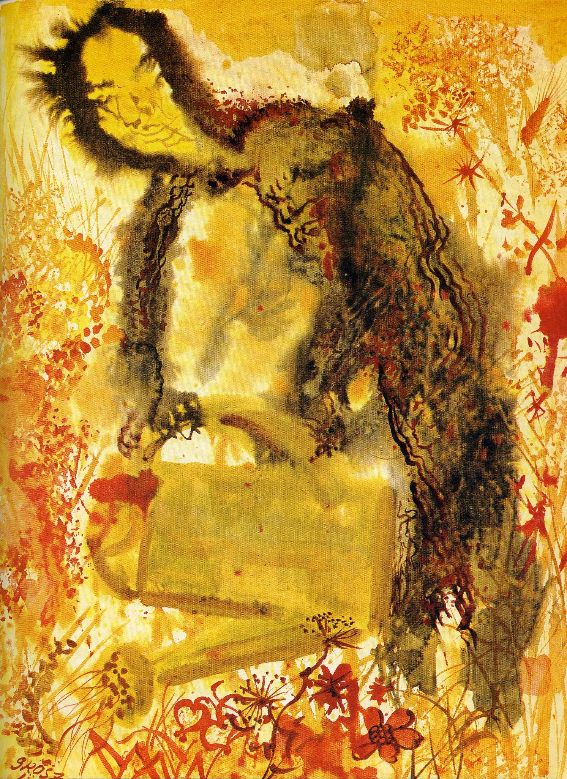 Abstract figure in golden light