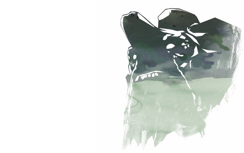abstract figure in green and black